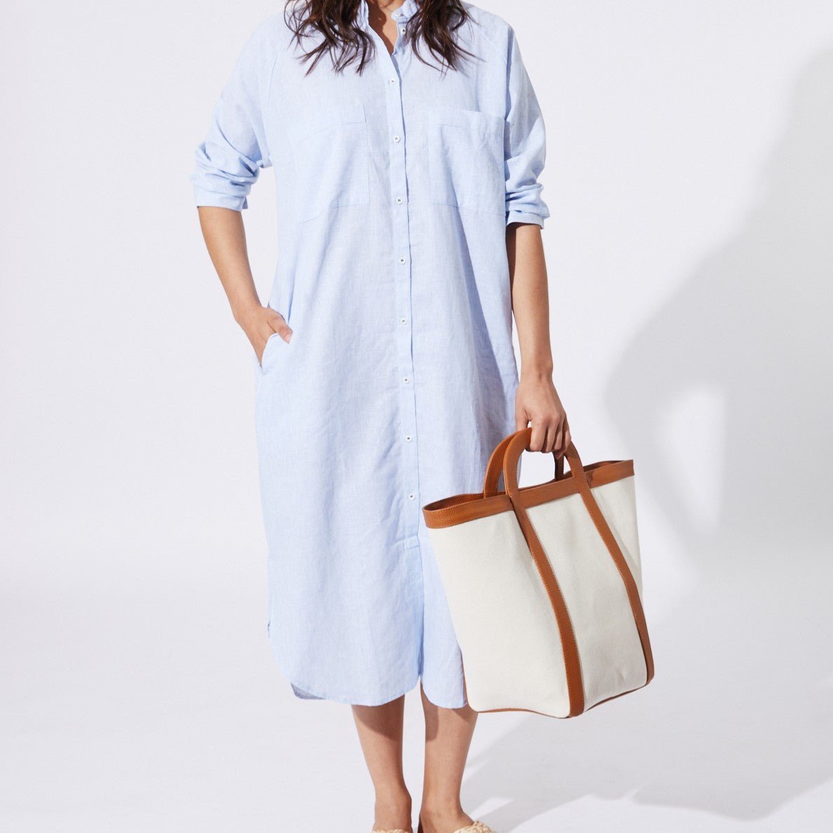 atuel tote bag in canvas and leather